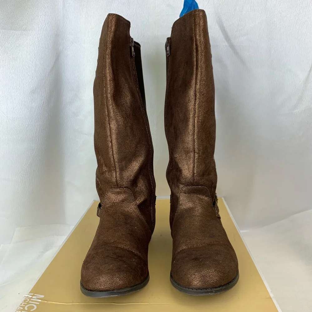 MICHAEL KORS Emma Buckle Brown Boots Size 5Y BIG Girls